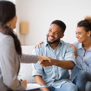 A man greets his therapist during IOP in Denver, Colorado.