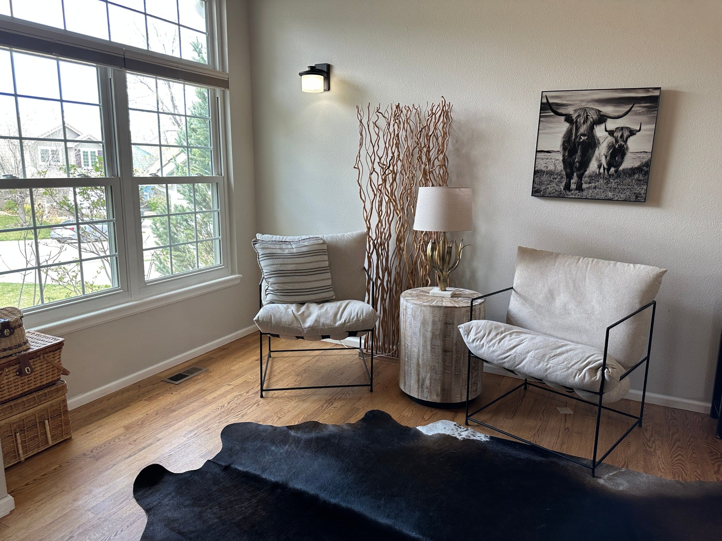 Living room area & chairs at our sober living for men in Boulder CO