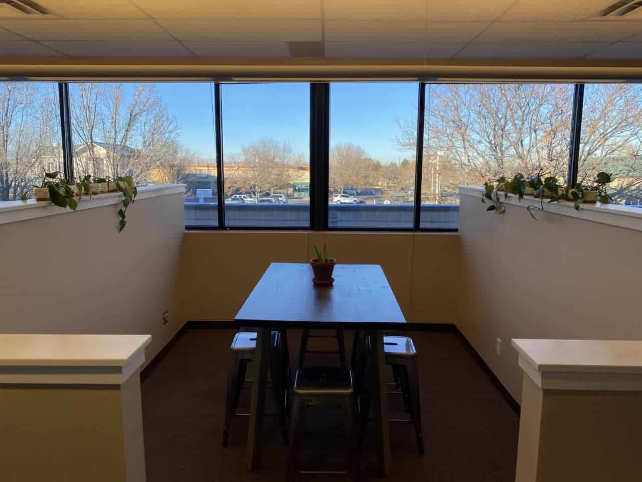 room with table in the middle