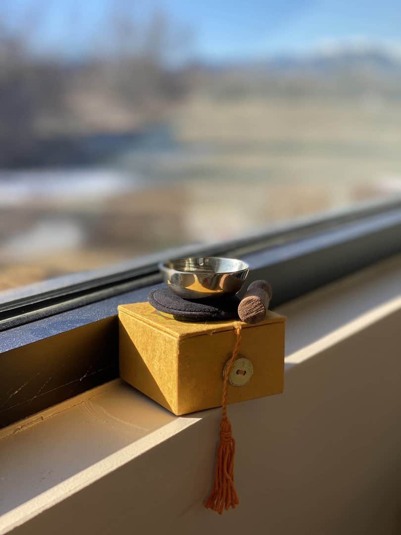 window with singing bowl for holistic rehab in Boulder, CO