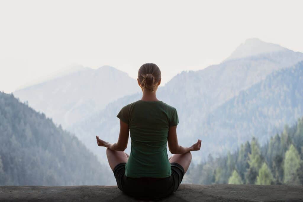 A woman using mindfulness practices through Flat Iron Recovery.