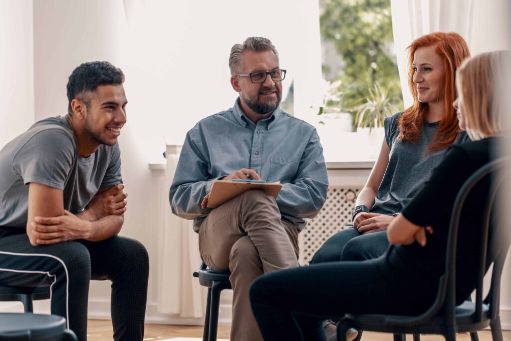 People participating in a group therapy session.