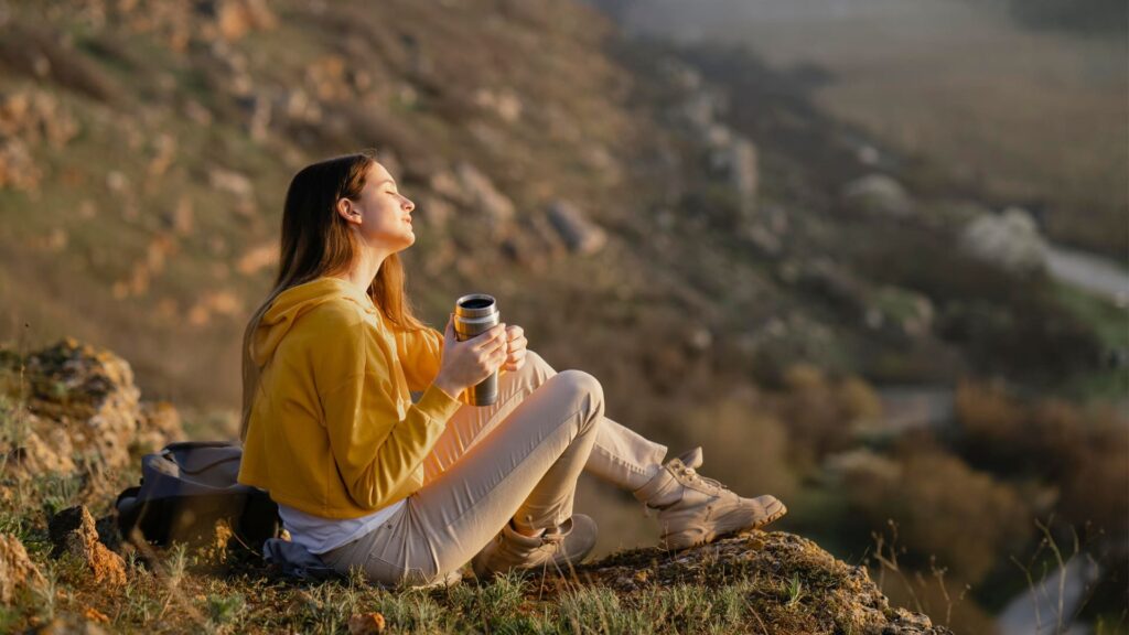 A woman relaxing after her drug and alcohol assessments in Boulder, Colorado.