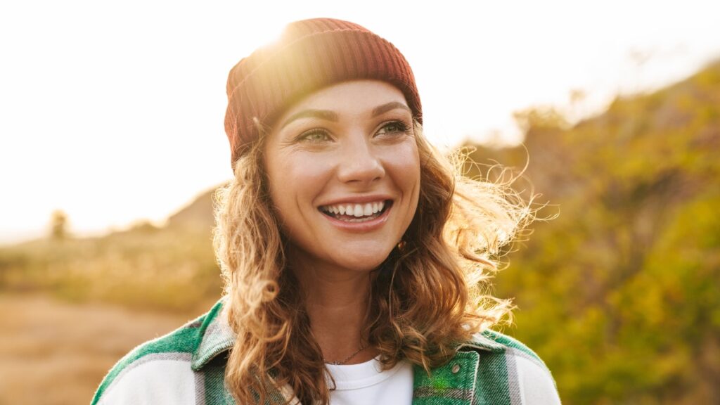 A woman feeling happy in a rehab for women in Boulder, Colorado.