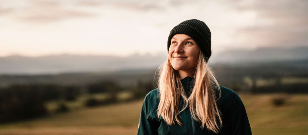 A woman experiencing the positive effects of a relapse prevention plan.