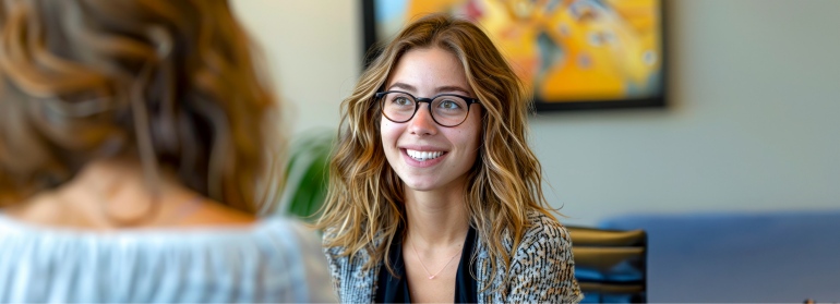 A woman talks to her doctor about nutrition counseling in Boulder.