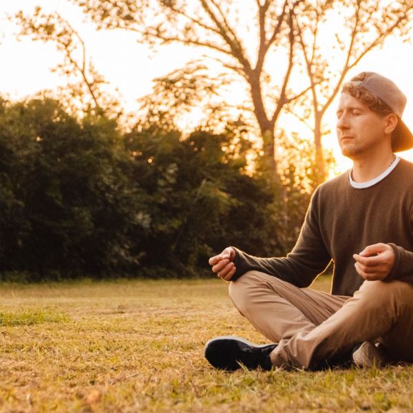 A man practicing mindfulness during DBT in Boulder, Colorado.